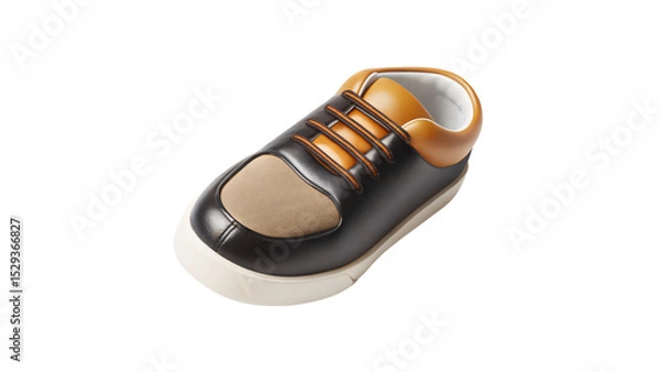 Fototapeta 3d black shoe isolated on white