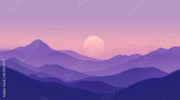 Obraz Minimalist wavy purple background with smooth flat gradient design featuring soft violet tones and simple abstract curves for modern digital wallpapers, website banners, and graphic design projects