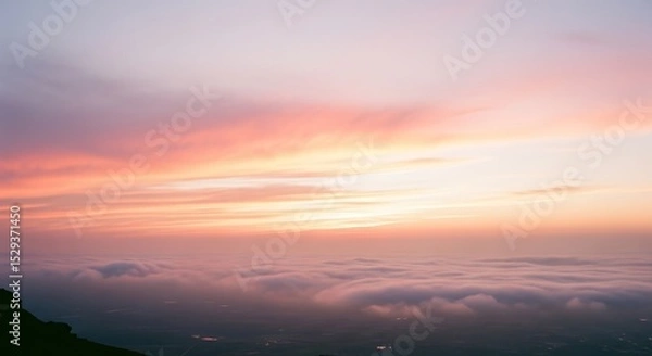 Obraz Pink and Orange Sky Over Clouds Landscape for Backgrounds and Travel