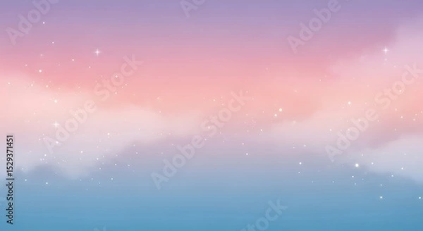 Obraz Pastel Sky with Clouds and Stars Background for Dreamy Look