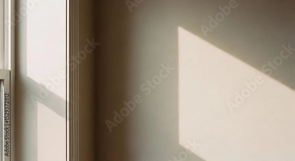 Obraz Interior Wall with Window Light Creating Shadow Patterns for Minimalist Design