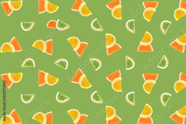 Obraz Fruit Marmalade Sweets Pattern, Lemon Slices Jelly Background