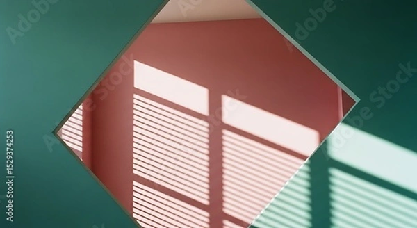 Obraz Abstract Window Light Shining on Pink Wall with Green Frame