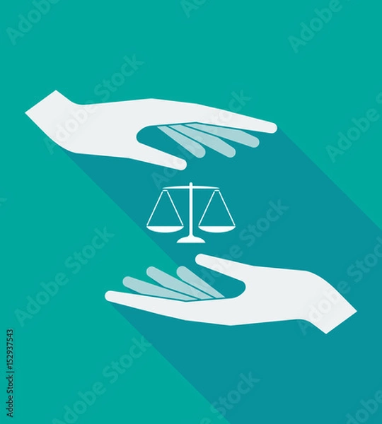 Fototapeta Long shadow hands with a justice weight scale sign
