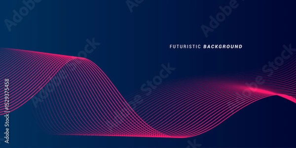 Fototapeta Abstract glowing wave lines on dark blue background. Dynamic wave pattern. Modern flowing wavy lines. Futuristic technology concept. Suit for banner, poster, cover, brochure, flyer, website
