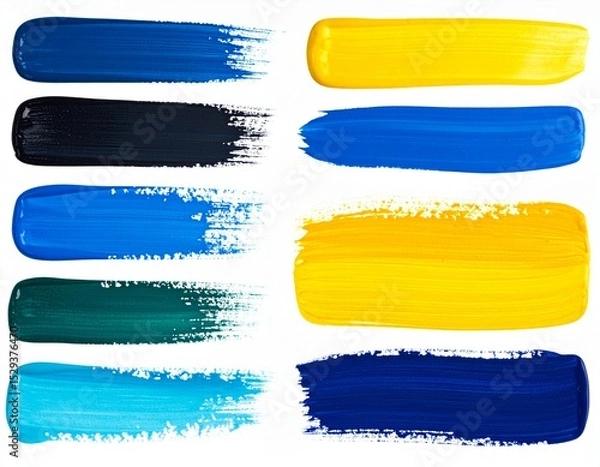 Fototapeta Procreate brush strokes in acrylic paint style — varied widths, thick texture, high-resolution PNG with transparent backgrounds