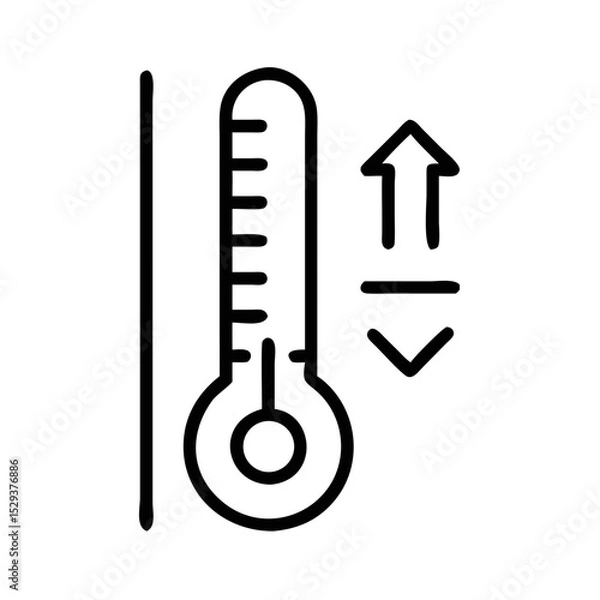 Fototapeta Temperature gauge icon with arrows indicating fluctuation in science  