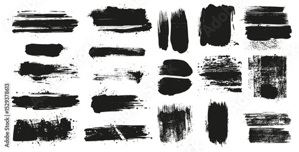 Fototapeta Brush stroke paint background in vector set