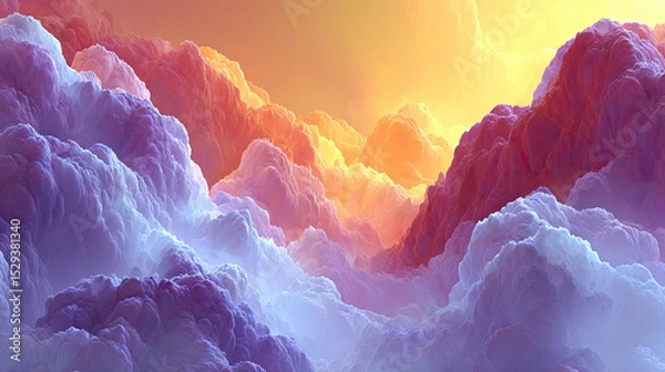 Fototapeta Colorful clouds in dreamy sky at sunset create serene atmosphere
