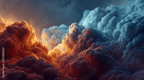 Fototapeta Dramatic clouds in vibrant colors create stunning visual display of nature beauty
