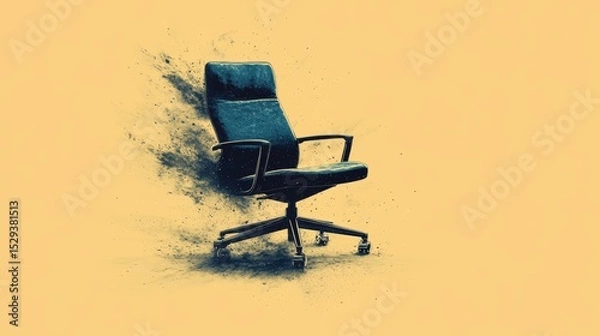 Fototapeta Creative Office Chair in Motion with Dust and Color Splash Effect