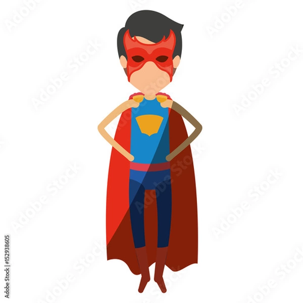 Fototapeta colorful silhouette with faceless superhero young flying with hands in your waist and shading vector illustration