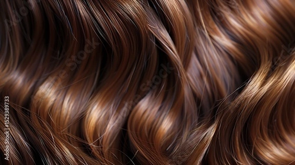 Fototapeta Glossy chestnut brown waves perfectly defined cascading down with an elegant softness