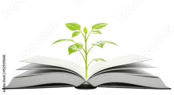 Obraz Sprout growing from an open book isolated PNG with Transparent Background