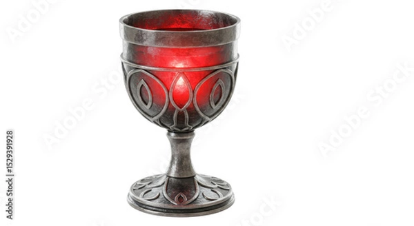 Obraz Ornate red and silver goblet isolated PNG with Transparent Background