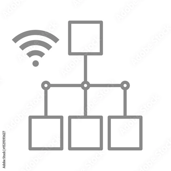 Fototapeta Wi-Fi接続しているシンプルな樹形図のアイコン