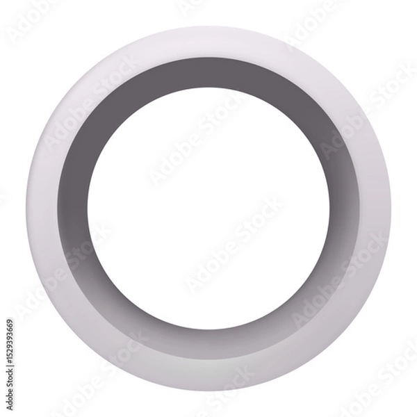Fototapeta White torus with empty hole creating an abstract frame on a white background, representing concepts such as infinity, continuity, and minimalism in a simple yet elegant design