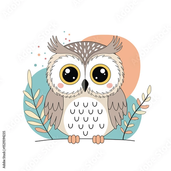 Obraz Cute abstract owl on white background