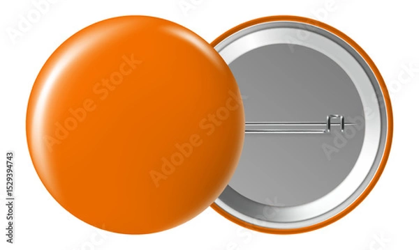 Obraz Orange blank pin button displaying both front and back sides, serving as an ideal design element for diverse promotional materials and marketing campaigns. Perfect for branding and communication