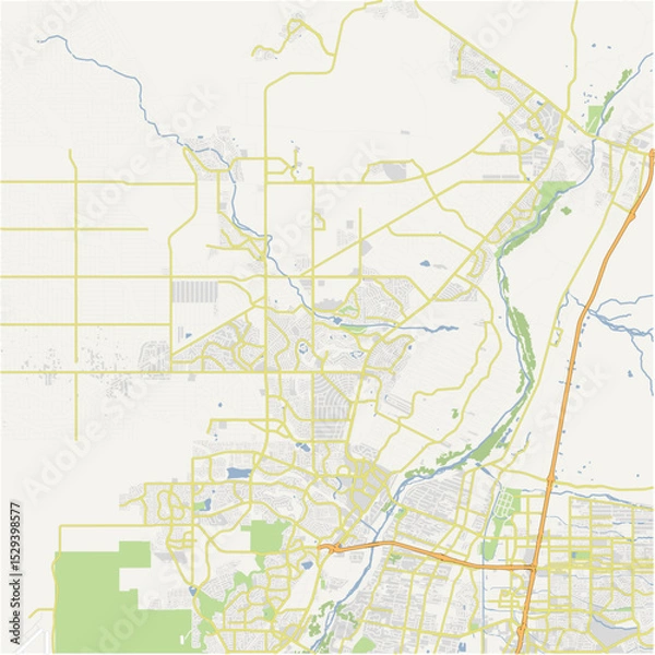 Obraz Map of Rio Rancho in New Mexico in a normal road map style. Contains layered vector with roads water, parks, etc.