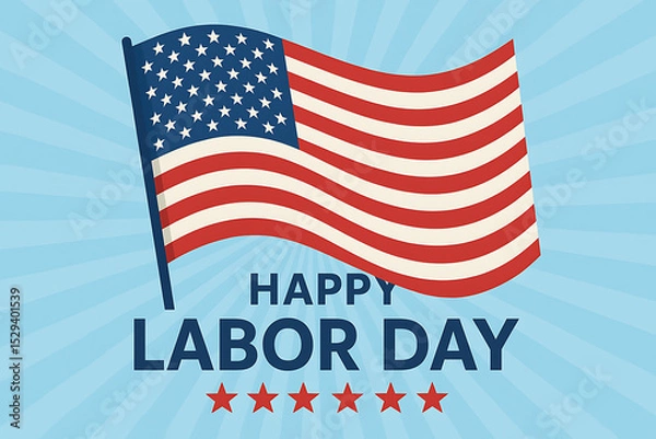 Fototapeta Happy labor day with american flag vector graphic design