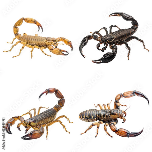 Fototapeta Four scorpions isolated on transparent background