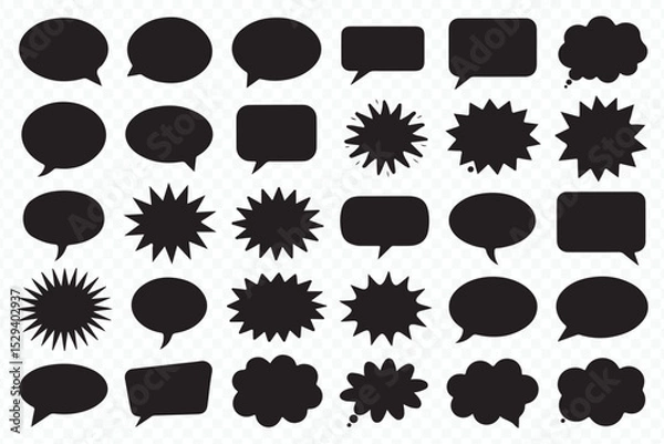 Fototapeta Communication Chat Bubbles and Burst Shapes Graphic Set Vector