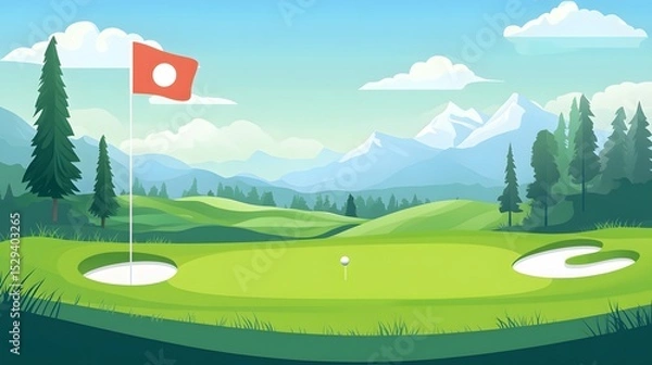 Obraz golf tournament banner background flat vector style