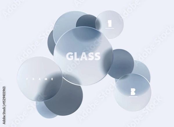 Obraz Transparent geometric circles and balls in liquid glass style. Abstract poster design.