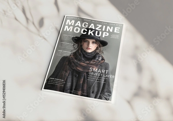 Obraz Magazine Cover With Editable Soft Shadows Mockup