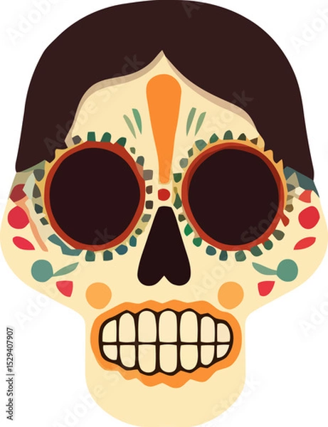 Obraz Vector isolated illustration of decorated human skull. Day of the Dead.