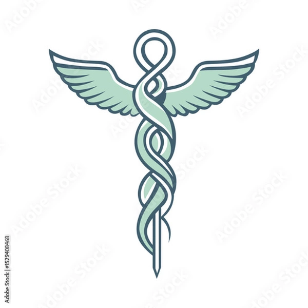 Fototapeta Medical Caduceus Symbol with Intertwined Snakes and Wings