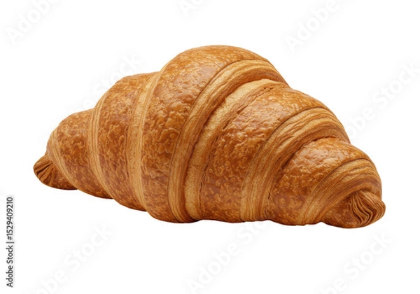 Fototapeta Freshly baked croissant resting on a clean surface, showcasing its golden layers and texture