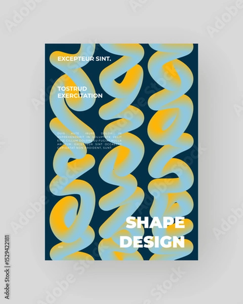 Obraz Bright abstract poster with fluid 3D shapes. Vivid Tubes with Gradient Effect