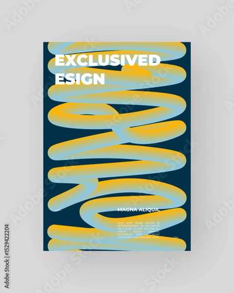 Obraz Bright abstract poster with fluid 3D shapes. Vivid Tubes with Gradient Effect