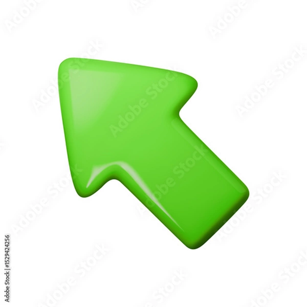Fototapeta Green shiny 3D arrow vector illustration, ideal for web navigation, UI design, and infographic elements. Eye-catching and modern, perfect for business presentations.