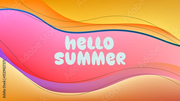 Fototapeta HELLO SUMMER BACKGROUND BRIGHT ABSTRACT GRADIENT MESH COLORFUL DESIGN VECTOR. GODD FOR FLYER, BANNERS, PRINT, WEBSITE, WALLPAPER, COVER DESIGN, GREETING CARD