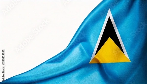 Fototapeta Saint lucia flag on white background. copy space