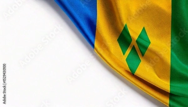 Fototapeta Saint Vincent and the grenadines flag on white background. copy space