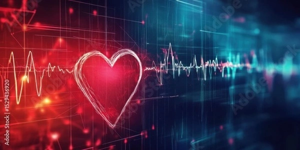 Fototapeta Medical ECG heart rate symbol for emergency monitoring. Emergency medicine concept- heart rate monitoring