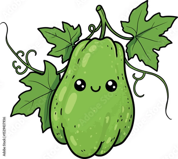 Obraz Cute Cartoon Pear with Smiling Face Illustration