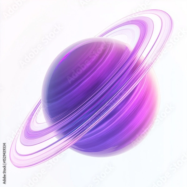 Fototapeta purple ring planet isolated on transparent white background, clipping path