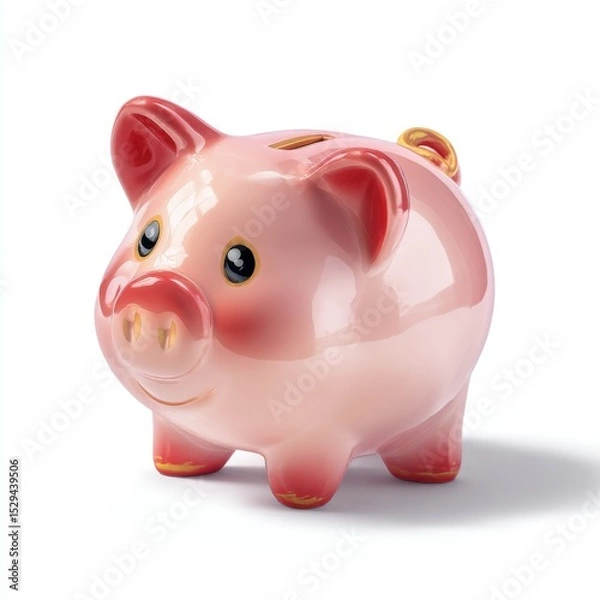 Obraz Cute and Shiny Piggy Bank with Adorable Features and a Slightly Glossy Finish Ideal for Savings and Financial Literacy Promotion