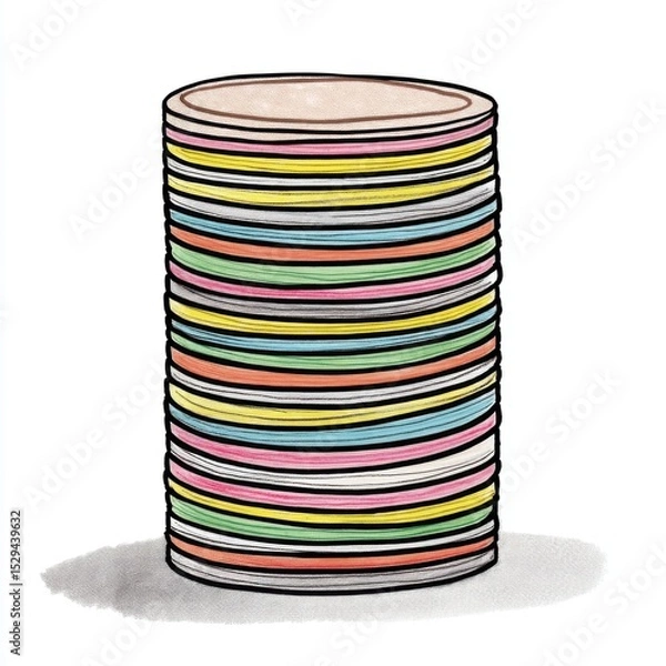 Fototapeta Colorful Stack of Circular Discs Illustrating Creativity and Playfulness in Art and Design Concepts for Modern Spaces