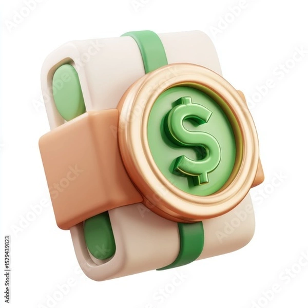 Obraz Creative and Colorful Money Clip with Dollar Symbol for Finance and Business Concepts in 3D Rendered Design