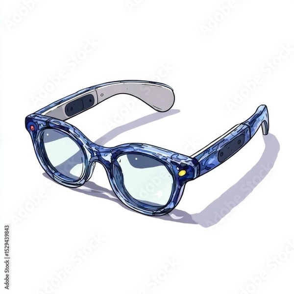 Obraz Stylish Blue Tinted Eyewear with Unique Design and Technology Features for Modern Lifestyle and Fashion Enthusiasts