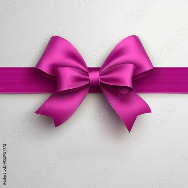 Obraz Elegant Pink Ribbon Bow on Smooth Background for Gift Wrapping and Decoration Purposes