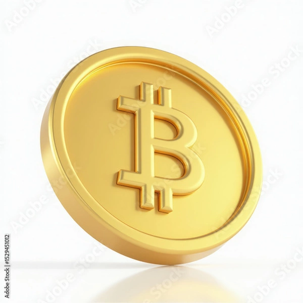 Fototapeta 3D Golden Coin with Dollar and Bitcoin Symbols Spinning Floating
