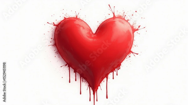 Fototapeta Red Heart with Subtle Paint Splatter Effects Radiating Outward — Artistic Vibrant Design