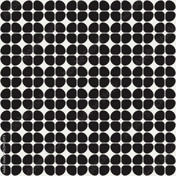 Fototapeta Mid century modern floral geometric pattern in black and white. Graphical illustration for a unique textiles and home décor.